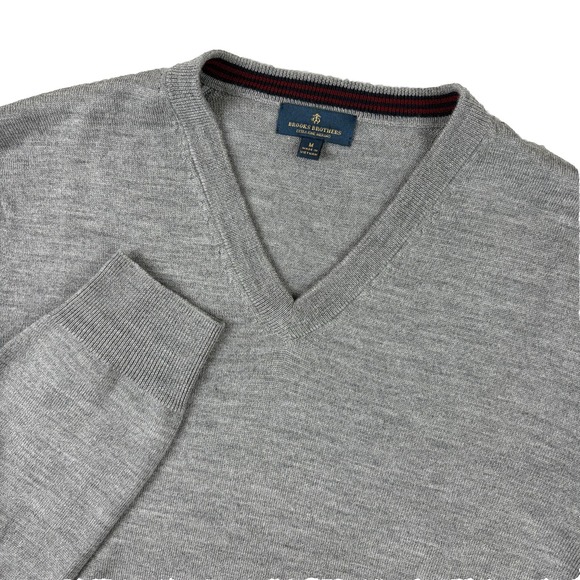 Brooks Brothers Other - Brooks Brother Sweater Mens Medium Gray Extra Fine Merino Wool V Neck Pullover